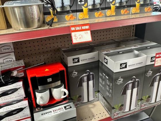 Boxed coffee makers and small appliances on sale