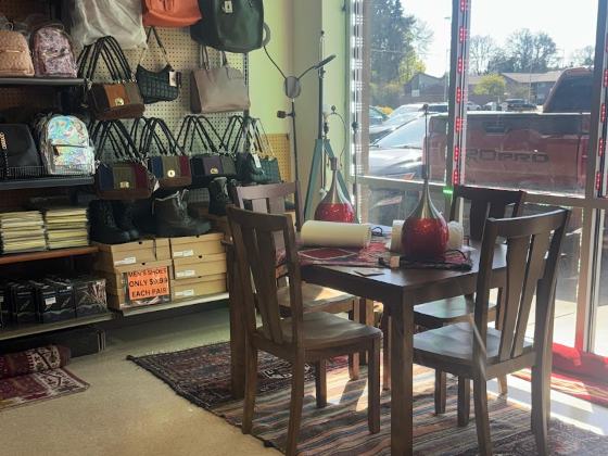 Dining set and furniture on the showroom floor