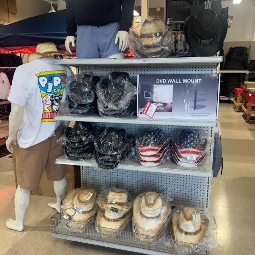Shoes, hats and accessories display